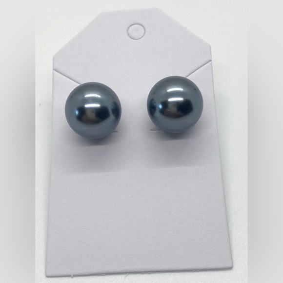 Gray Large Pearl Stud Earrings Preppy Classic Traditional Party Retro Feminine - Picture 5 of 8